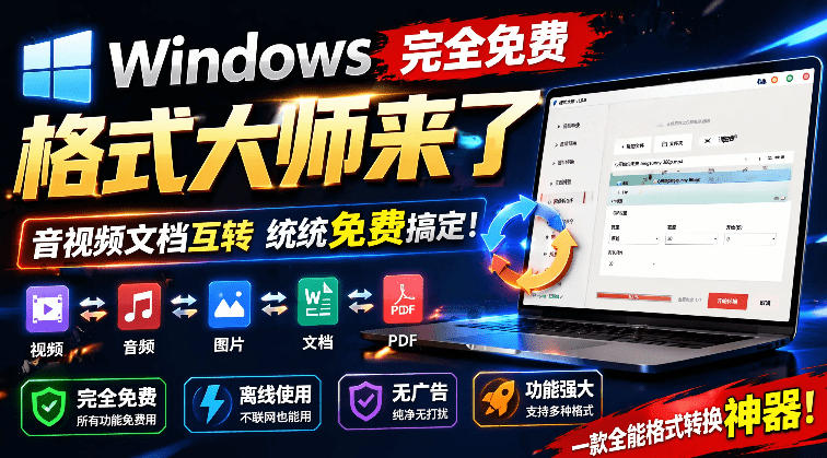 Windows完全免费格式大师来了,音视频文档互转统统免费搞定!免费无广,离线使用格式大师-智富思维学堂