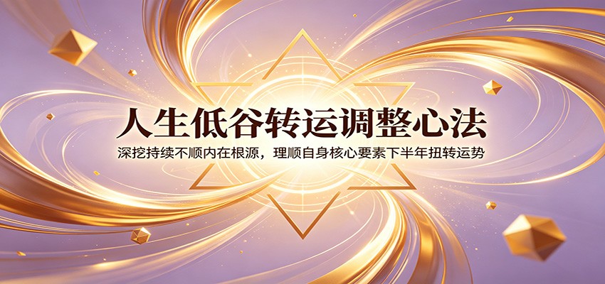 人生低谷转运调整心法：深挖持续不顺内在根源，理顺自身核心要素下半年扭转运势-智富思维学堂