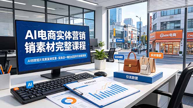 AI电商实体营销素材完整课程,AI创意短片完美复刻实景,实体店一键生成宣传引流短视频-智富思维学堂