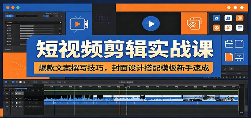 短视频剪辑实战课:爆款文案撰写技巧,封面设计搭配模板新手速成-智富思维学堂