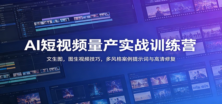 AI短视频量产实战训练营：文生图，图生视频技巧，多风格案例提示词与高清修复-智富思维学堂