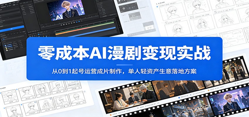 零成本AI漫剧变现实战：从0到1起号运营成片制作，单人轻资产生意落地方案-智富思维学堂