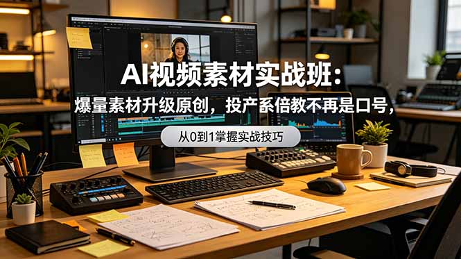 AI视频素材实战班:爆量素材升级原创,投产翻倍不再是口号,0-1系统教学实战落地-智富思维学堂