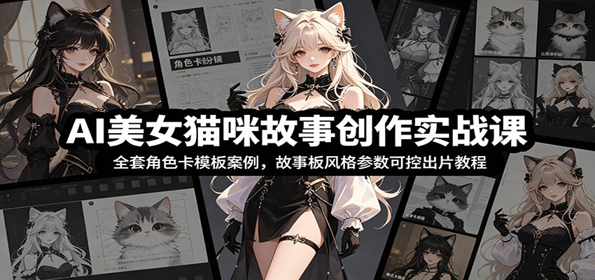 AI美女猫咪故事创作实战课：全套角色卡模板案例，故事板风格参数可控出片教程-智富思维学堂