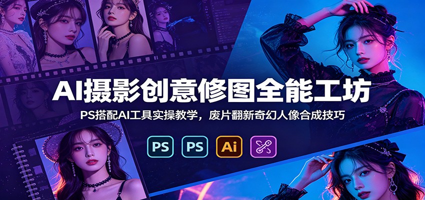 AI摄影创意修图全能工坊：PS搭配AI工具实操教学，废片翻新奇幻人像合成技巧-智富思维学堂