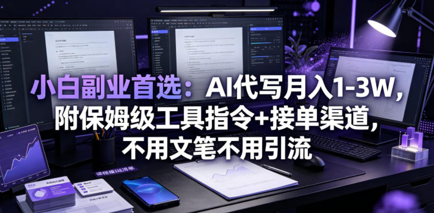 小白副业首选:AI代写月入1-3W,附保姆级工具指令+接单渠道,不用文笔不用引流【揭秘】-智富思维学堂