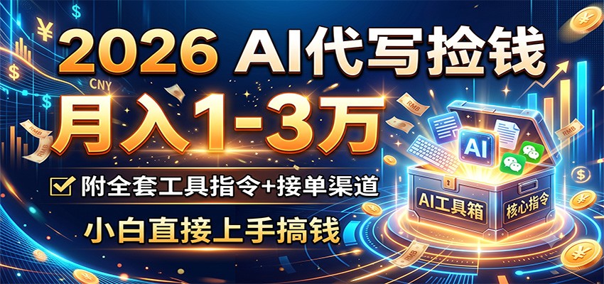 2026 AI代写捡钱，月入1-3万，附全套工具指令+接单渠道，小白直接上手搞钱-智富思维学堂