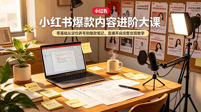 小红书爆款内容进阶大课，零基础从定位养号到爆款笔记，直播开店完整变现教学-智富思维学堂
