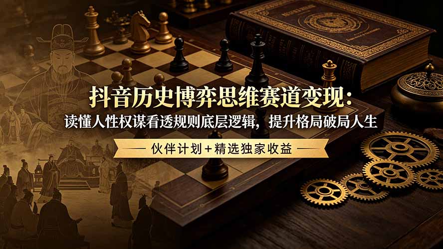 抖音历史博弈思维赛道变现:读懂人性权谋看透规则底层逻辑,提升格局破局人生,伙伴计划+精选独家收益-智富思维学堂