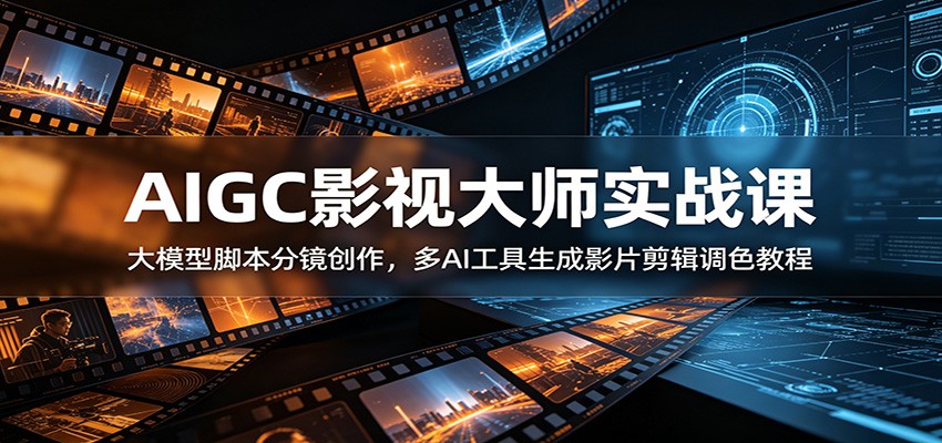 AIGC影视大师实战课：大模型脚本分镜创作，多AI工具生成影片剪辑调色教程-智富思维学堂