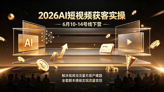 2026AI短视频获客实操6月10-14号线下营,解决视频没流量无客户难题,全套脚本模板实现流量变现-智富思维学堂
