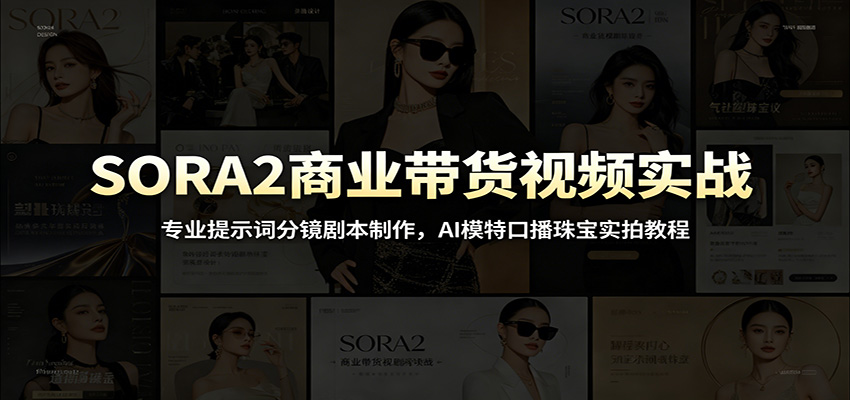 SORA2商业带货视频实战:专业提示词分镜剧本制作,AI模特口播珠宝实拍教程-智富思维学堂