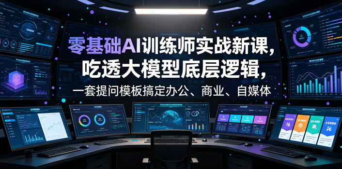 零基础AI训练师实战课，吃透大模型底层逻辑，一套提问模板搞定办公、商业、自媒体、设计、生活全场景AI落地应用-智富思维学堂