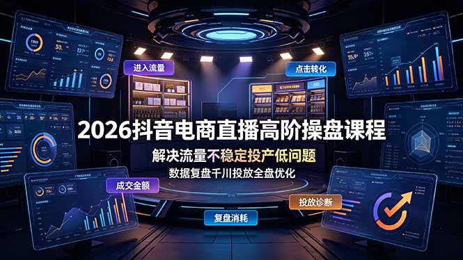 2026抖音电商直播高阶操盘课程,解决流量不稳定投产低问题,数据复盘千川投放全盘优化-智富思维学堂