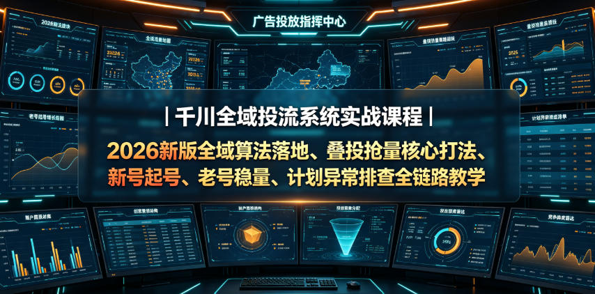 千川全域投流系统实战课程|2026新版全域算法落地、叠投抢量核心打法、新号起号、老号稳量、计划异常排查全链路教学-智富思维学堂