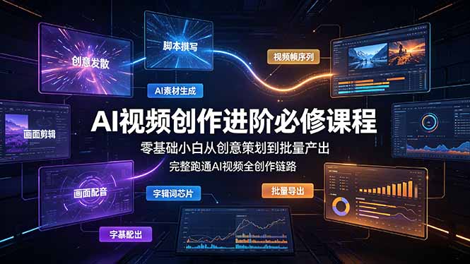 AI视频创作进阶必修课程:零基础小白从创意策划到批量产出,完整跑通AI视频全创作链路-智富思维学堂