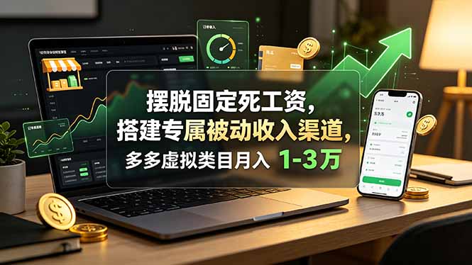 摆脱固定死工资,搭建专属被动收入渠道,多多虚拟类目月入 1-3 万-智富思维学堂