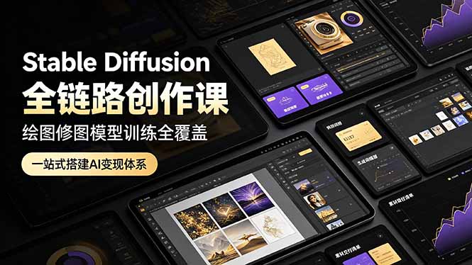 Stable Diffusion全链路创作课,绘图修图模型训练全覆盖,一站式搭建AI变现体系-智富思维学堂