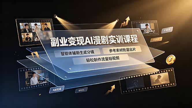 副业变现AI漫剧实训课程,智能体辅助生成分镜,参考素材批量出片,轻松制作流量短视频-智富思维学堂