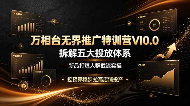 万相台无界推广特训营VI0.0，拆解五大投放体系，新品打爆人群截流实操，控预算稳步拉高店铺投产-智富思维学堂