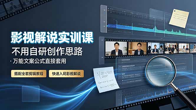 影视解说实训课：不用自研创作思路，万能文案公式直接套用，搭配全套剪辑教程，快速入局影视解说-智富思维学堂