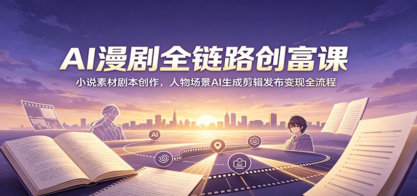 AI漫剧全链路创富课：小说素材剧本创作，人物场景AI生成剪辑发布变现全流程-智富思维学堂