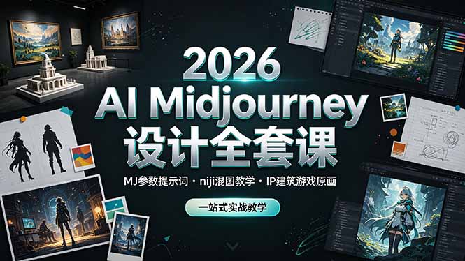 2026 AI Midjourney设计全套课,MJ参数提示词niji混图教学,IP建筑游戏原画一站式实战教学-智富思维学堂