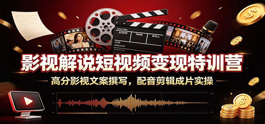 影视解说短视频变现特训营：高分影视文案撰写，配音剪辑成片实操-智富思维学堂