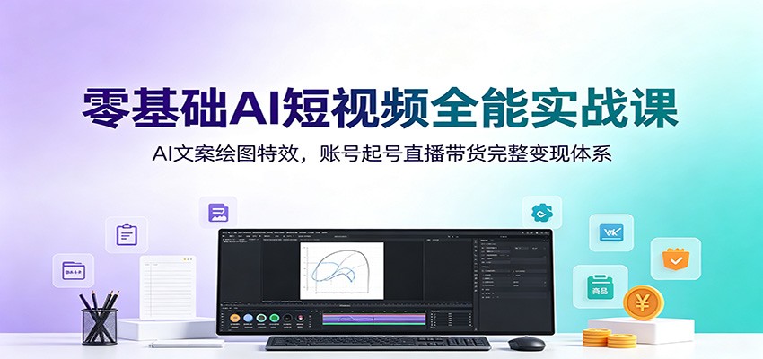 零基础AI短视频全能实战课：AI文案绘图特效，账号起号直播带货完整变现体系-智富思维学堂