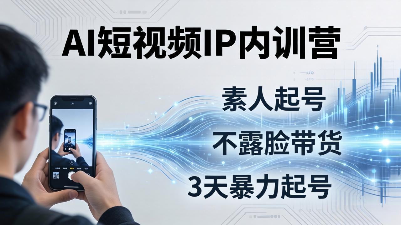 2026AI短视频IP内训营-更新：从素人起号到不露脸带货，3天暴力起号全流程拆解-智富思维学堂