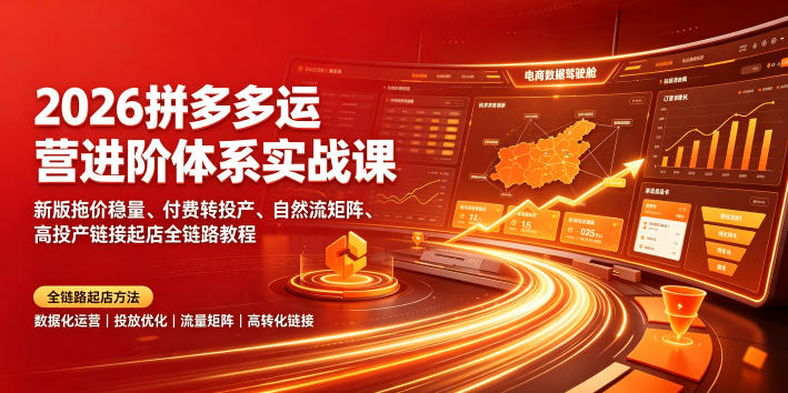 2026拼多多运营进阶体系实战课|新版拖价稳量、付费转投产、自然流矩阵、高投产链接起店全链路教程-智富思维学堂