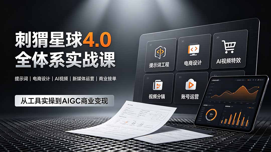 刺猬星球4.0全体系实战课，覆盖提示词工程、电商设计、AI视频特效与新媒体运营，一站式掌握AIGC商业核心技能-智富思维学堂