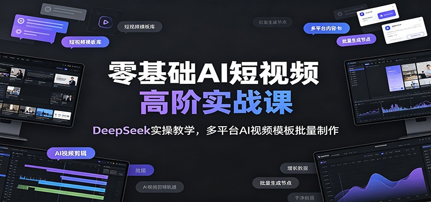 零基础AI短视频高阶实战课：DeepSeek实操教学，多平台AI视频模板批量制作-智富思维学堂