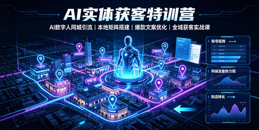 AI实体获客特训营｜AI数字人同城引流、本地矩阵搭建、爆款文案优化全域获客实战课-智富思维学堂
