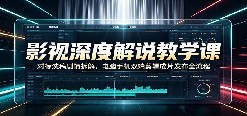 影视深度解说教学课：对标洗稿剧情拆解，电脑手机双端剪辑成片发布全流程-智富思维学堂