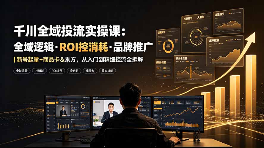 千川全域投流实操课:全域逻辑·ROI控消耗·品牌推广|新号起量+商品卡&乘方,从入门到精细控流全拆解-智富思维学堂