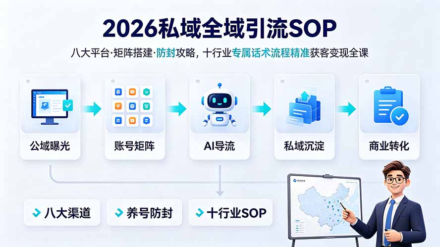 2026私域全域引流SOP|八大平台·矩阵搭建·防封攻略,十行业专属话术流程精准获客变现全课-智富思维学堂