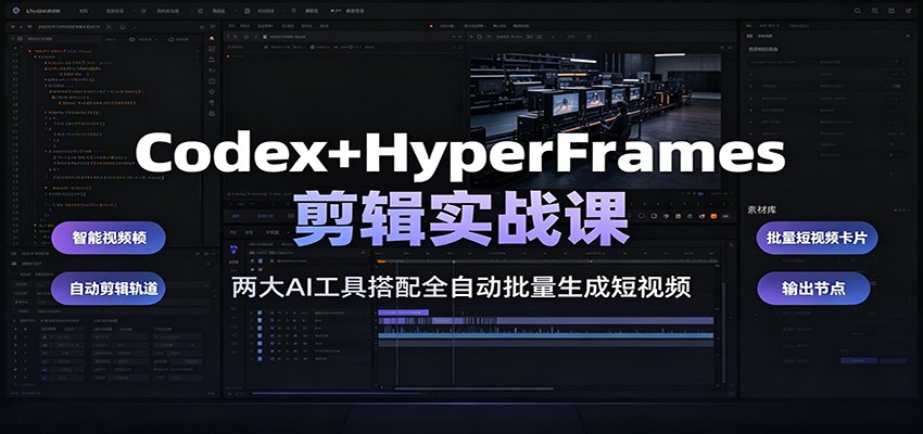 Codex+HyperFrames剪辑实战课:两大AI工具搭配全自动批量生成短视频-智富思维学堂