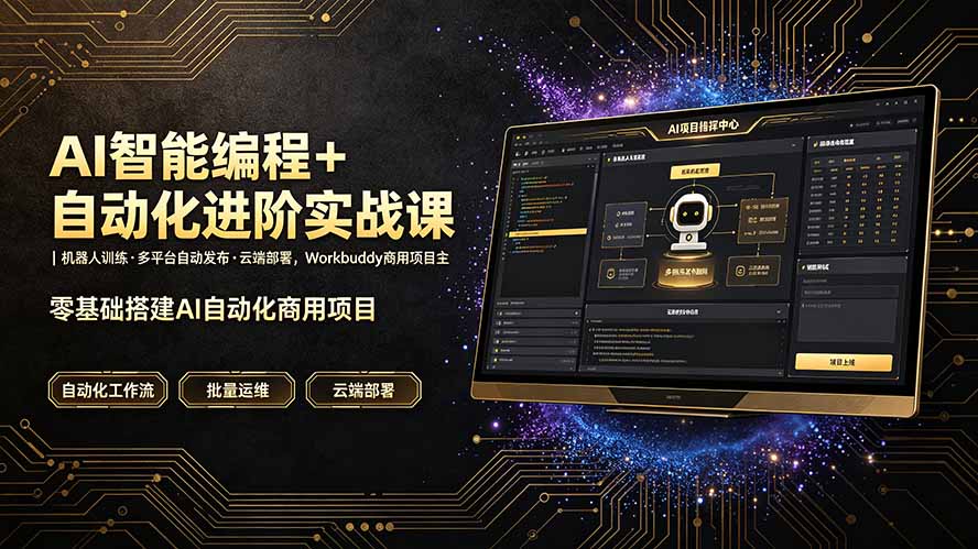 AI智能编程+自动化进阶实战课|机器人训练·多平台自动发布·云端部署,Workbuddy商用项目全流程教学-智富思维学堂