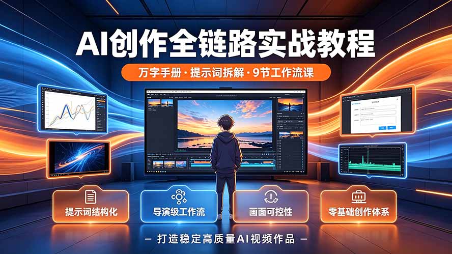 AI创作全链路实战教程|万字手册·提示词拆解·9节工作流课,打造稳定高质量AI视频作品-智富思维学堂
