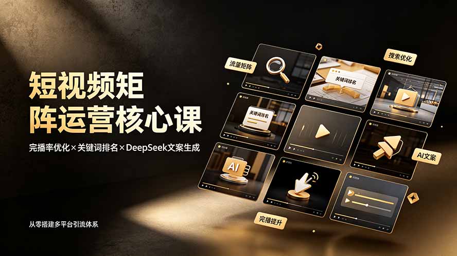 短视频矩阵运营核心课:完播率优化×关键词排名×DeepSeek文案生成,从零搭建多平台引流体系-智富思维学堂