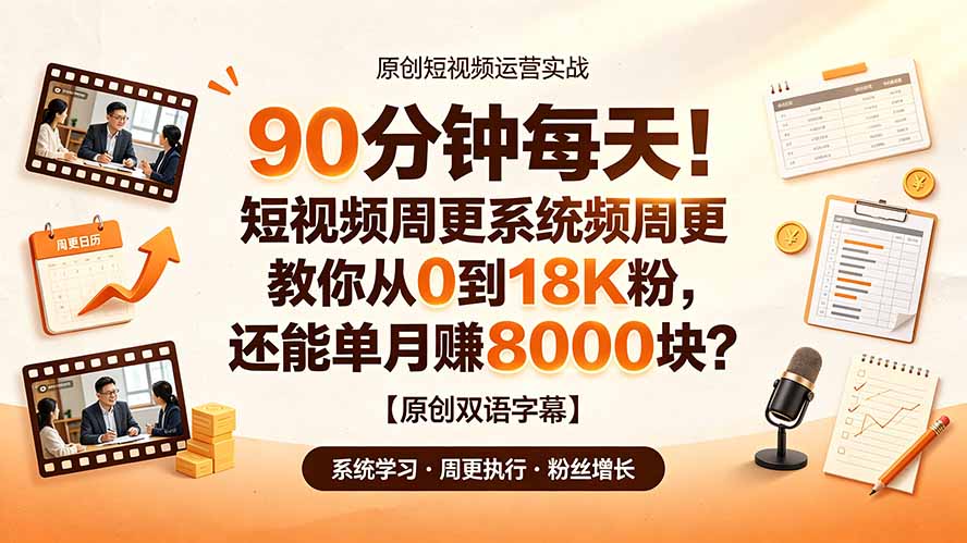 90 分钟每天!短视频周更系统教你从 0 到 18K 粉,还能单月赚 8000 块?【原创双语字幕】-智富思维学堂