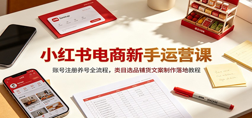 小红书电商新手运营课：账号注册养号全流程，类目选品铺货文案制作落地教程-智富思维学堂