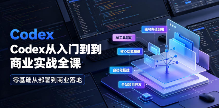 Codex从入门到商业实战全课|账号充值部署、AI工具联动、核心功能精讲、自动化搭建、全站项目开发零基础教程-智富思维学堂