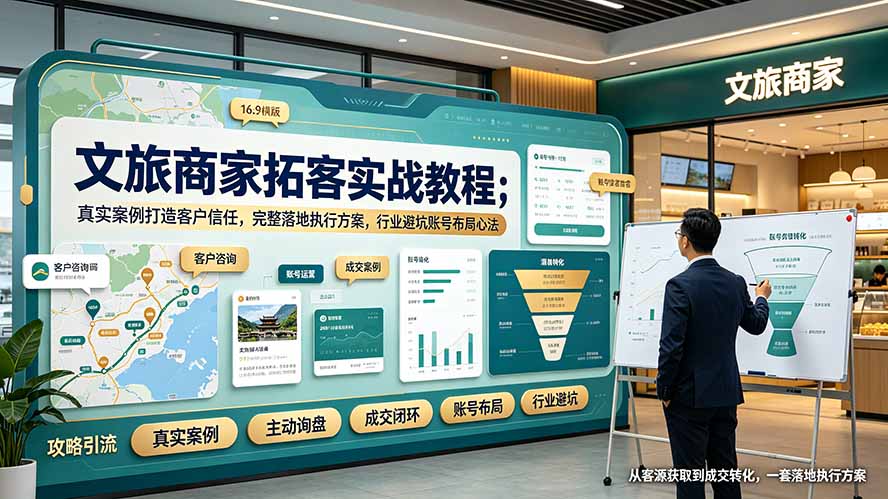 文旅商家拓客实战教程;真实案例打造客户信任,完整落地执行方案,行业避坑账号布局心法-智富思维学堂