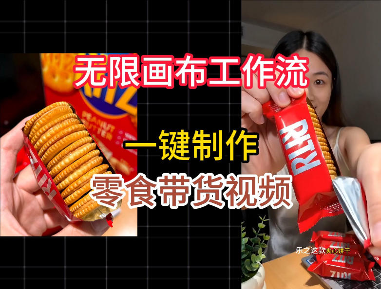 无限画布工作流一键制作零食带货视频,操作简单实操教学-智富思维学堂