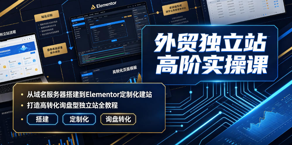 外贸独立站高阶实操课|从域名服务器搭建到Elementor定制化建站,打造高转化询盘型独立站全教程-智富思维学堂
