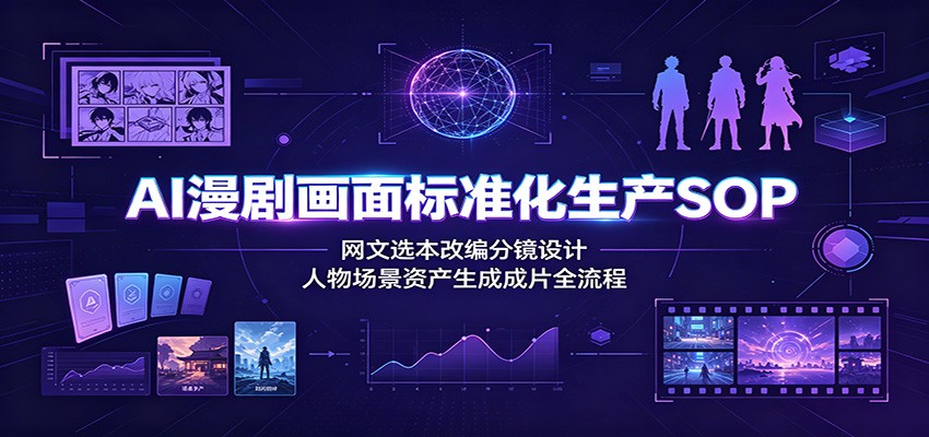 AI漫剧画面标准化生产SOP：网文选本改编分镜设计，人物场景资产生成成片全流程-智富思维学堂