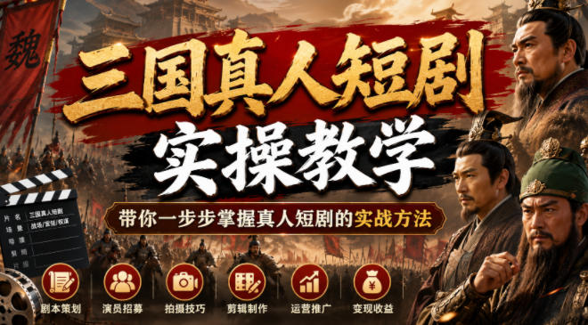 三国真人短剧实操教学，带你一步步掌握真人短剧的实战方法-智富思维学堂