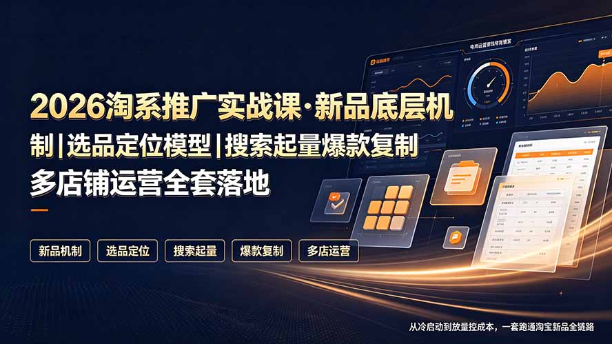 2026淘系推广实战课·新品底层机制|选品定位模型|搜索起量爆款复制多店铺运营全套落地教程-智富思维学堂